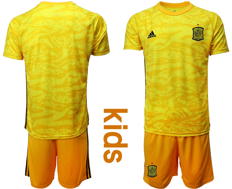 Youth 2021 European Cup Spain yellow goalkeeper Soccer Jersey->spain jersey->Soccer Country Jersey